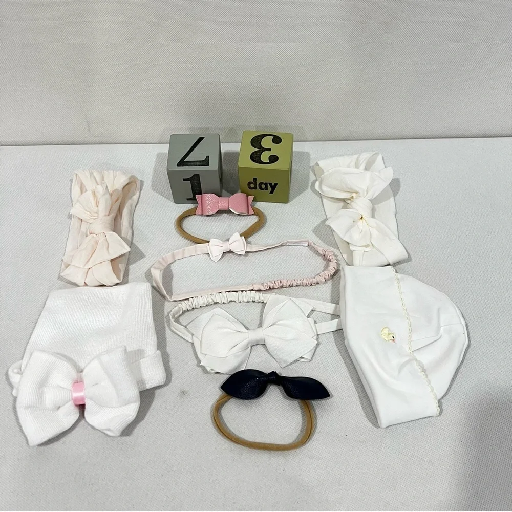 Baby Newborn Number Blocks Set & Headband Accessories for Photos Memories Girl